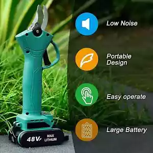 FORBICE A BATTERIA DA POTATURA +VALIGIA CESOIA 48V 3.0AH TAGLIO 30MM 2 BATTERIE. - Foto 1 di 7