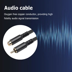 Audio Connection Cable Sturdy Stable Lossless Transmission Rca Male to Female - Afbeelding 1 van 11