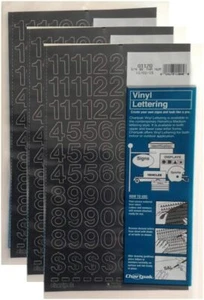Chartpak 3/4-inch Black Stick-on Vinyl Numbers (01120) - 3 PACKS - Picture 1 of 1