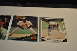 Rickey Henderson leaf & studio baseball card 1991-1993-1994 lot of 3 #101-# 291-