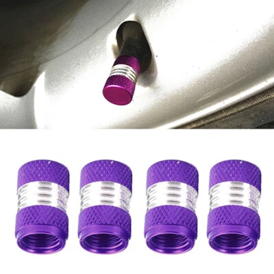 4pcs Purple Aluminium Car Wheel Tyre Valve Stems Air Dust Cover Cap Accessories — 第 1/4 张图片