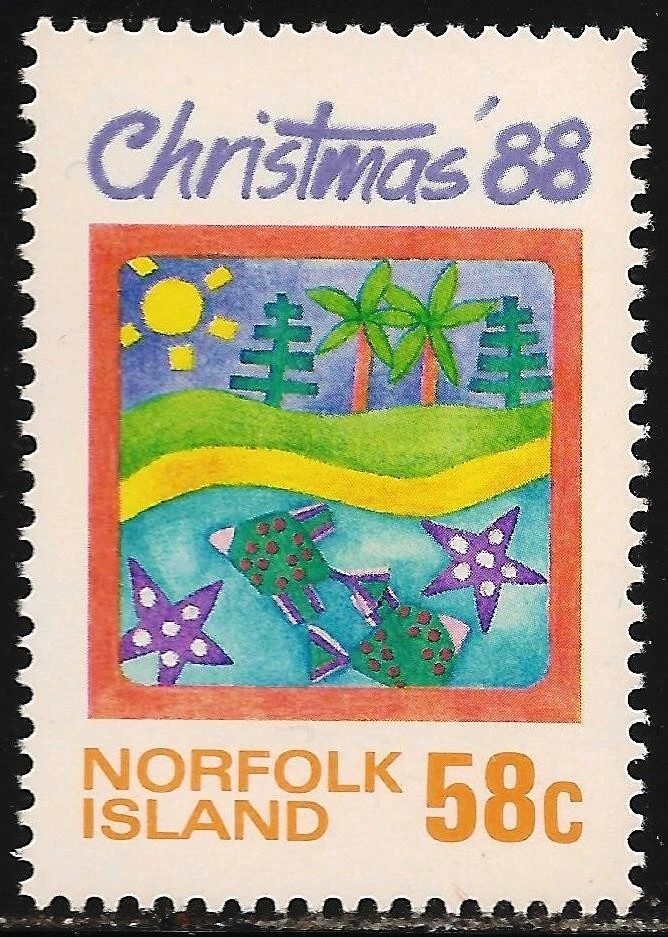 Norfolk Island #442 (A99) VF MNH - 1988 58c Trees / Fish / Christmas - Image 1 of 1