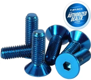 NEW NRG 6 PIECES STEERING WHEEL SCREWS + ALLEN KEY Upgrade "CONICAL" SWS-100BL - Picture 1 of 1