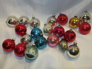 21 VINTAGE CHRISTMAS BALL SHINY BRITE USA PINK MERCURY VARIOUS COLORS & SHAPES - Picture 1 of 7