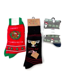3 Pair Men's Holiday Sock Bundle Mixed Designs NEW - Picture 1 of 5