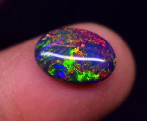 Cabochon pietra preziosa ovale multi fuoco opale naturale 2,1 CT 12,8x9,2 mm - Foto 1 di 6