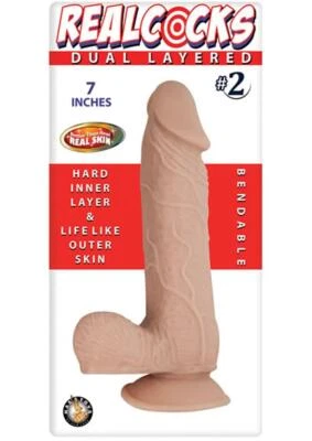 Realcocks Dual Layered #2 Bendable Dildo 7in - Vanilla - Image 1 of 2