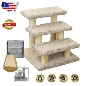 Large Fully Assembled Pet Stairs for Cats - Solid Wood & Carpet Construction - Picture 1 of 7