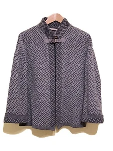 Chiaramente Italy Women’s Sz.S Knit Wool Blend Sweater Blazer Leather Closer - Picture 1 of 6