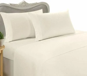 700 Thread Count 100% Natural Cotton 4Piece 15''Deep Sheet Set King, Ivory Solid - Picture 1 of 10