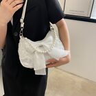Korean Style Bow Underarm Bag Canvas Small Square Bag Bow Shoulder Bag  Ladies