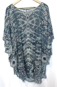 Soft Surroundings Casual Resort Tunic Eyelet Cover Up Kimono Coastal Beach Boho - Picture 1 of 15