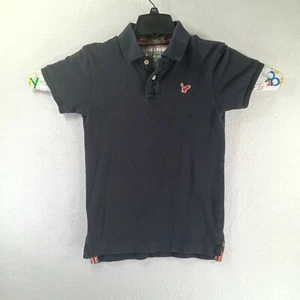 American Eagle Outfitters Camicia Uomo Extra Small Blu Rosso Logo 1/4 Bottone - Foto 1 di 9