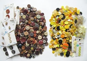 Brown & Yellow Button Large 2.25 lb Lot Vintage Art Craft Sew Mix - Picture 1 of 10