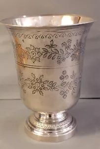 Antike alte Sterlingsilber Tasse Timbale auf Sockel gestempelt Frankreich 19. Jh - Bild 1 von 7