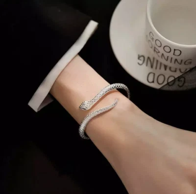 925 Sterling Silver Snake Shape Bracelet for Woman Trendy Pretty Jewellery Gift - Image 1 of 4