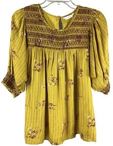 ACOS&A Floral Babydoll Top Blouse Boho Shirt Size Large NWT Hippie Cottagecore - Picture 1 of 3