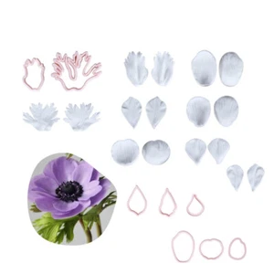 10pcs Anemone Pasque Flower Fondant Mould Petal Silicone Mould Cutter Set - Picture 1 of 7