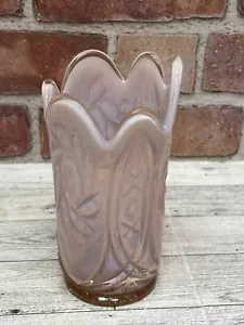 Westmoreland Pink Opalescent Glass Vase Factory Label Pulled Floral Star 6 Inch - Picture 1 of 6