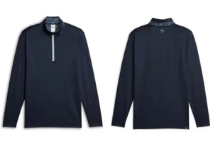 NWT MEN'S PUMA x LIBERTY GOLF 1/4 ZIP PULLOVER 621640-02 NAVY GREEN SZ MEDIUM - Picture 1 of 8