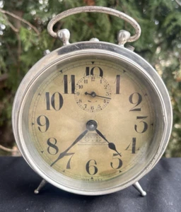 Antique C 1910 H.S.G. & Co Nickel Carriage Alarm Clock RUNS - VIDEO - BEAUTY!!! - Picture 1 of 11