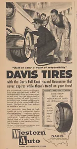 1957 Davis Tires - Car Service Station Guy Western Auto Air Schlauch - Print Ad Art - Bild 1 von 2