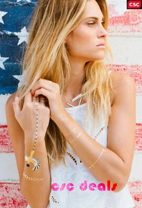 Lulu Dk Temporary Metallic Sexy Body Tattoos (Golden I), 2Sheets/Pack - Picture 1 of 9