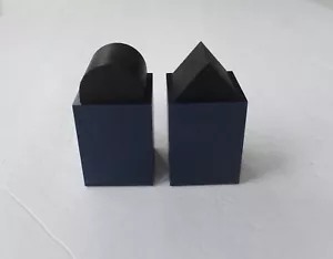 2 Vintage Memphis Stil Modern Elika Tisdale Blau Schwarz Aluminium Salz Pfefferstreuer - Bild 1 von 6