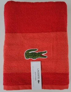 Lacoste ~ rotes Badetuch 100 % Baumwolle 30" x 52" großes Krokodil Logo - Bild 1 von 6
