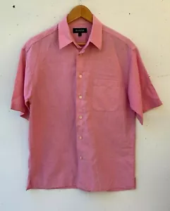 Blazer Mens Pink Linen Blend Short Sleeve Button Down Shirt Size S - Imagen 1 de 8