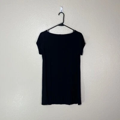 Eileen Fisher Top Womens Small Tunic Cap Sleeve Viscose Stretch Laggenlook Black - Image 1 of 4