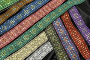 Jacquard Ribbon 1 1/2" (38mm) Divinus choice of 11 colors Per Yard - Picture 1 of 27
