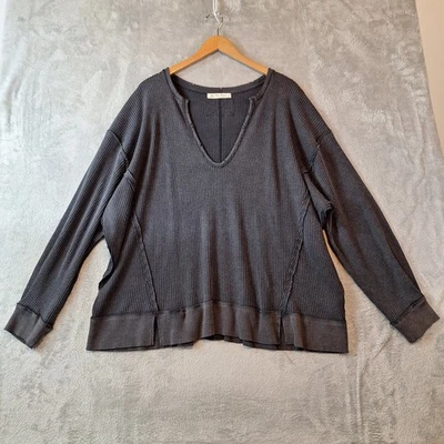 Top tejido gofre We the Free People talla XL negro envejecido Buttercup de gran tamaño Foto 1 de 4