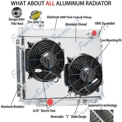 3-Row Radiator Shroud Fan fit 1968-1970 Ford Mustang Fairlane Mercury Cougar V8. Foto 1 de 4