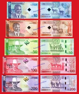 NAMIBIA NUEVA SERIE 10 20 50 100 y 200 Dolares 2025 COMPLETA Pick Nuevo  SC UNC - Foto 1 di 6
