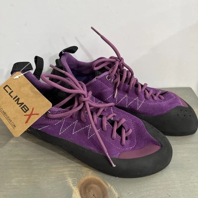 Zapatos de escalada Climb X-Factor violeta y negro con cordones forro de cáñamo para mujer talla 11 nuevos con etiquetas Foto 1 de 4