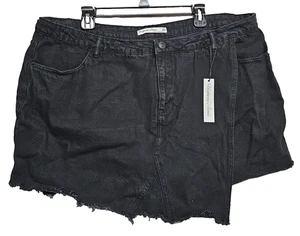 Highway Jeans Damen Übergröße schwarz Denim Rock Shorts-Größe 22 Neu mit Etikett - Bild 1 von 7