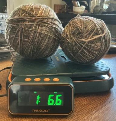 2 Wound Skeins Of Fingering Weight Green, Brown, Cream Wool Yarn - Image 1 of 4