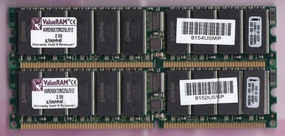 1GB 2x512MB PC-2100R DDR-266 ECC REG KINGSTON KVR266X72RC25L/512 Ram Memory Kit - Image 1 of 2