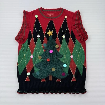 Blizzard Bay Mujer’s L Árbol de Navidad Feo Suéter Chaleco Top Sin Mangas Vacaciones Foto 1 de 4