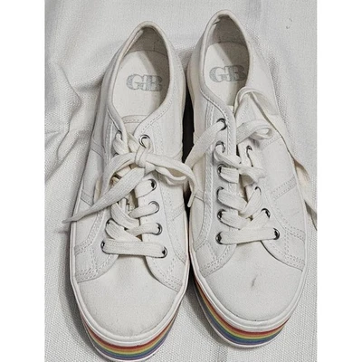 GB Tenis de Lona Estilo Plataforma Blanco Arco Iris Suela a Rayas Coloridas para Mujer 6.5 Foto 1 de 4