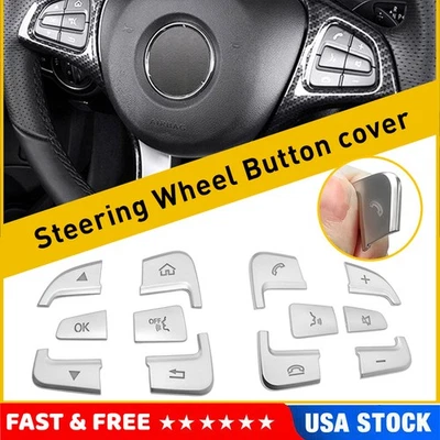 Borde plateado botón volante para Mercedes Benz GLC C Clase W205 2015-2018 Foto 1 de 4