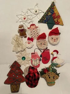 Vintage Christmas Ornament Lot Many Handmade 70s 80s Santa Trees Etc - Picture 1 of 8