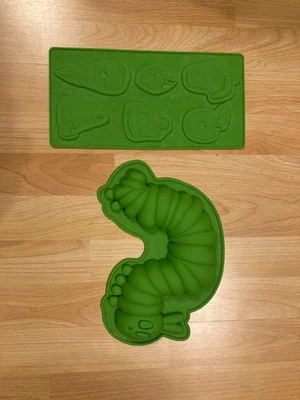 Raupe Nimmersatt und Futter (!!) Backform  Silikonform - Neuwertig je 1x benutzt - Bild 1 von 4