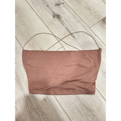 Zorro Blanco Talla M Mediano Marrón Acanalado Correa Entrecruzada Tubo Top Recortado Nuevo con Etiquetas Foto 1 de 4