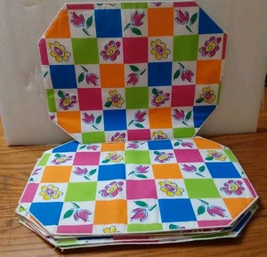 Fabric Placemats Colorful Flowers Set 6 17x13 Vibrant - Picture 1 of 3
