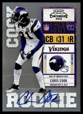 2010 Playoff Contenders Rookie Ticket Auto Chris Cook #12 - Image 1 of 2