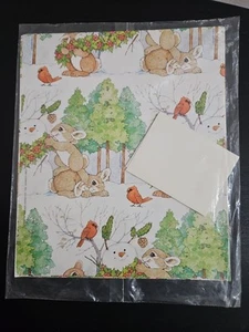 Vintage Current Gift Wrap Paper Christmas Holiday Rabbits Bunnies 1981 NEW - Picture 1 of 8