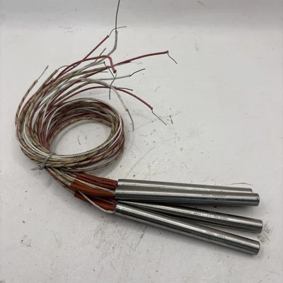 Lot Of 4 Watlow Heating Rods 4” x 3/8” 300W 240V 4 Cables - Image 1 of 4