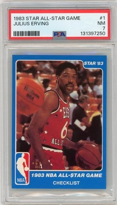 1983-84 Star All Star Game Checklist Julius Erving #1 - PSA 7 - Image 1 of 2